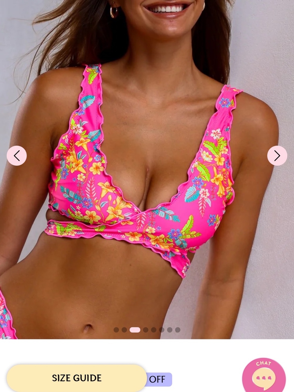 Kulani Kinis Hot Pink Floral Bikini Top